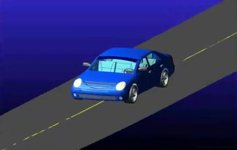 Input data for Amesim simulation model: longitudinal acceleration of the car (top), speed of the car (bottom)