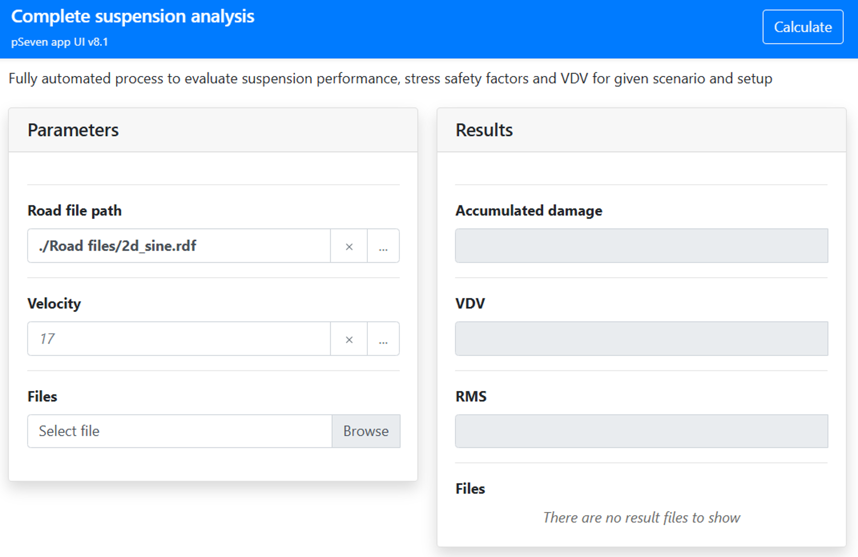 UI of a web app