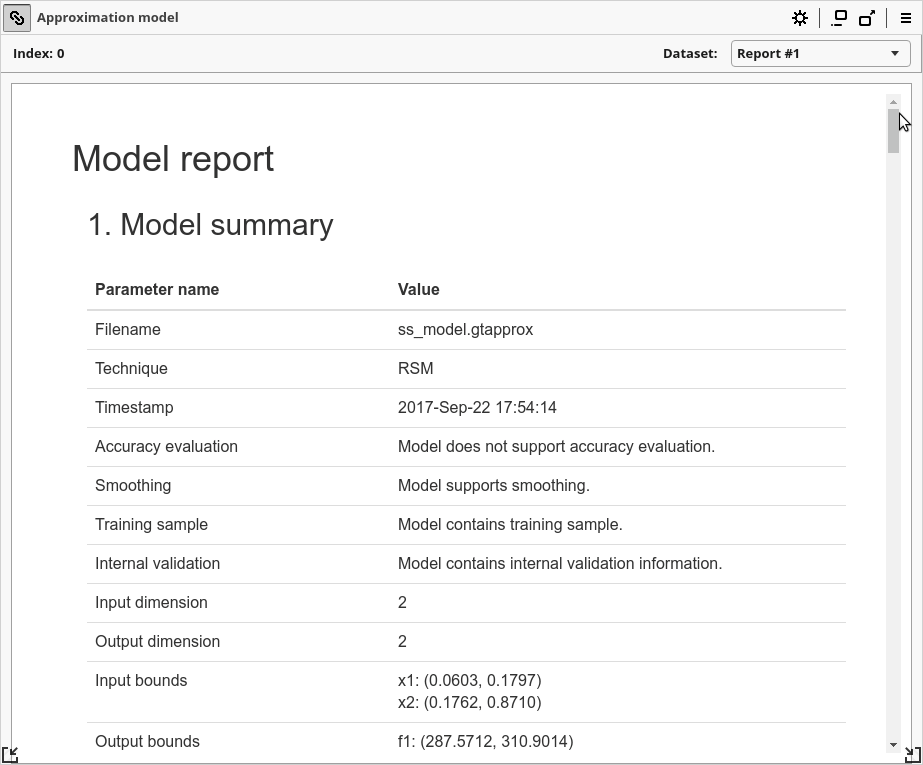 Approximation model report