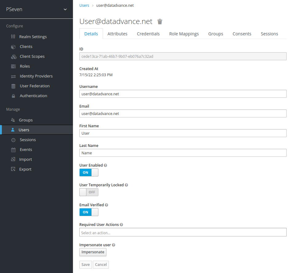 User account administration