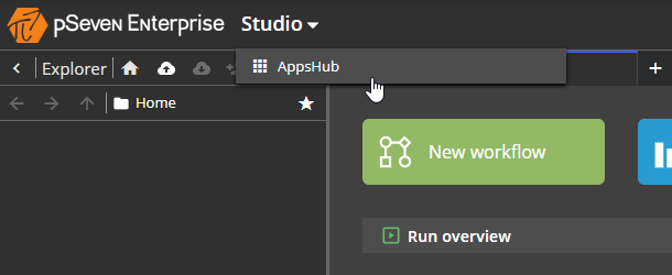  navigation bar in pSeven Enterprise Studio