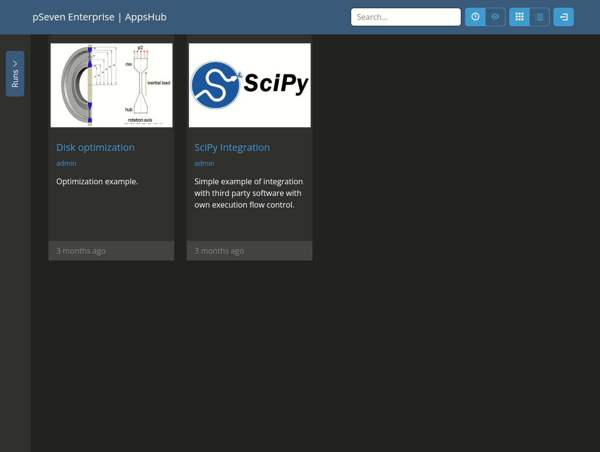 appshub runs pane