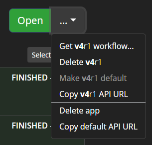 App version menu